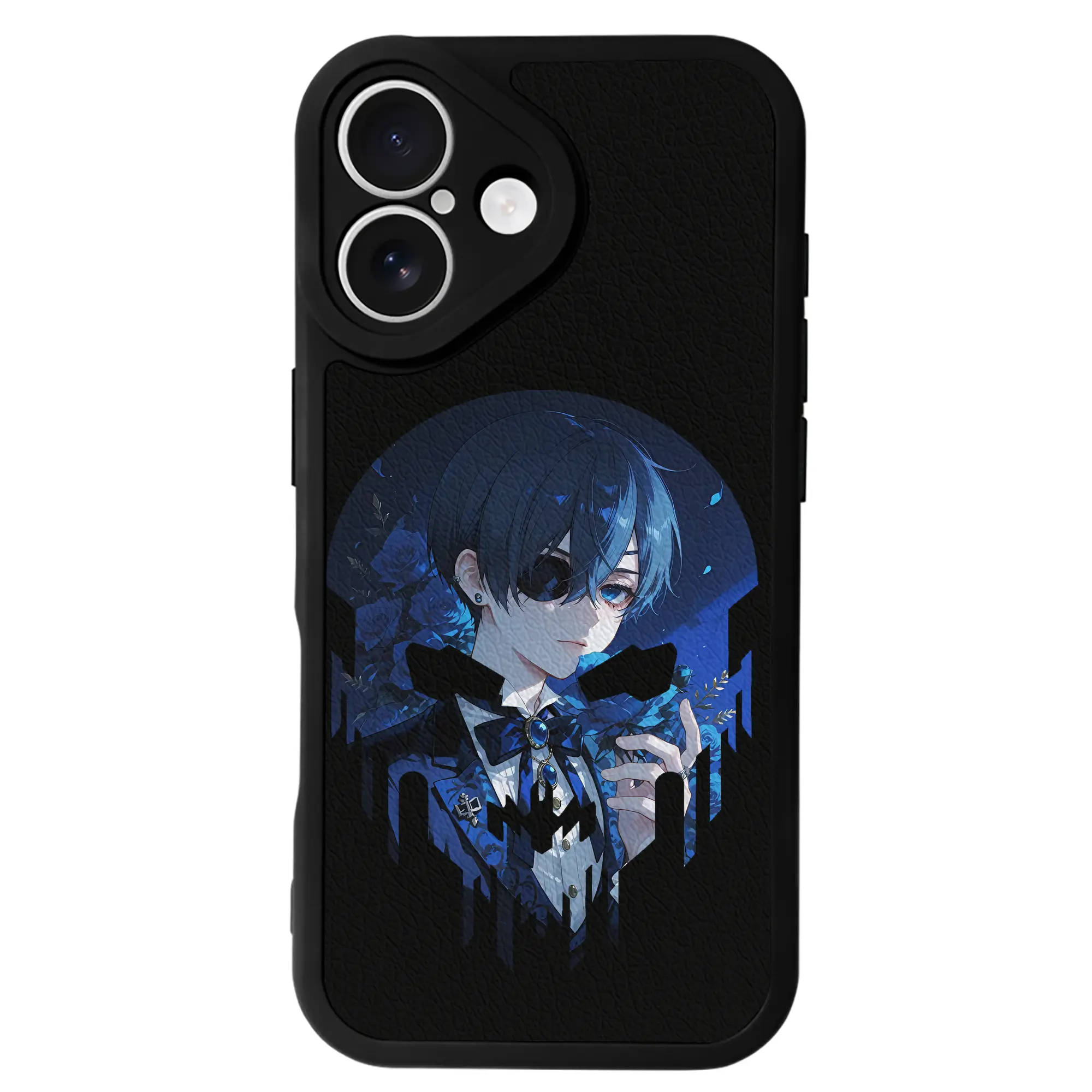 黒執事 グッズ,シエル・ファントムハイヴ - IPhone 16シリーズ対応 ・ シリコンスマホケース ・ レザー調 ・ 高精度フィット ・ 耐衝撃 ・ ワイヤレス充電対応 ・ 精密カット